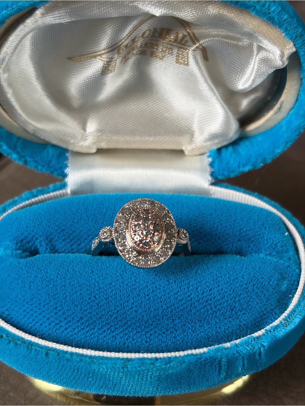 10k Diamond Victorian-Style Rose Gold and White Gold Halo Cocktail Ring